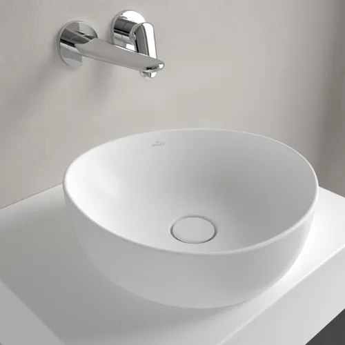 VILLEROY BOCH Umyvadlo na desku Antao, 400 x 395 x 145 mm, Stone White CeramicPlus, bez přepadu #4A7240RW, obrázek 6