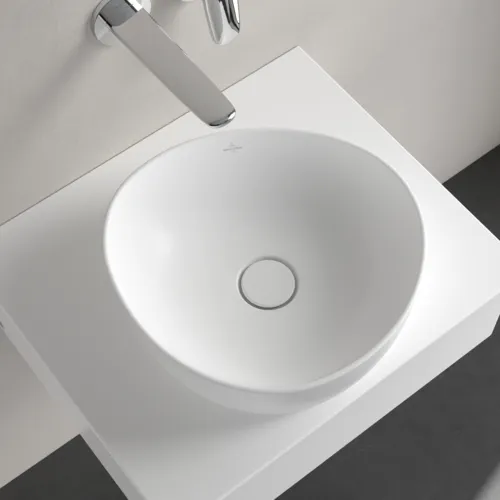 VILLEROY BOCH Umyvadlo na desku Antao, 400 x 395 x 145 mm, Stone White CeramicPlus, bez přepadu #4A7240RW, obrázek 4