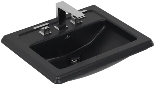 VILLEROY BOCH Vestavné umyvadlo Hommage, 630 x 525 x 203 mm, Pure Black CeramicPlus, s přepadem, neleštěné #7102A1R7