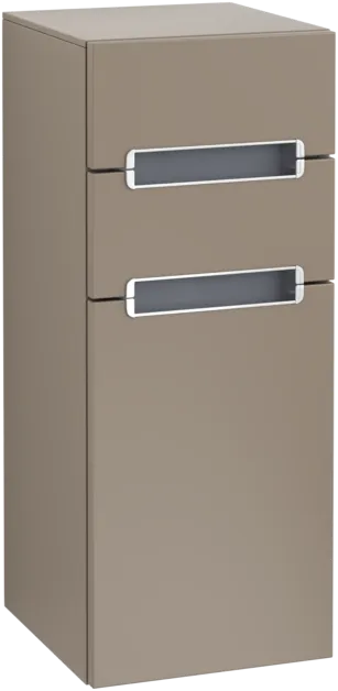 VILLEROY BOCH Boční skříňka Subway 2.0, 1 dvířka, 2 zásuvky, 356 x 857 x 370 mm, Truffle Grey / Glass Silver Grey #A7121RVG