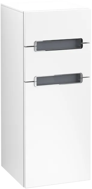 VILLEROY BOCH Boční skříňka Subway 2.0, 1 dvířka, 2 zásuvky, 356 x 857 x 370 mm, bílá matná / sklo stříbrošedé #A7121RMS