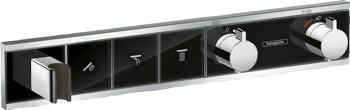 HANSGROHE RainSelect Termostat pod omítku pro 3 spotřebiče se zabudovaným sprchovým držákem #15356600 - černá/chrom