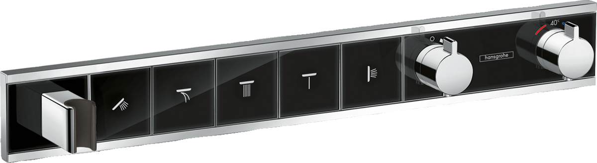 HANSGROHE RainSelect Termostat pod omítku pro 5 spotřebičů se zabudovaným sprchovým držákem #15358600 - černá/chrom