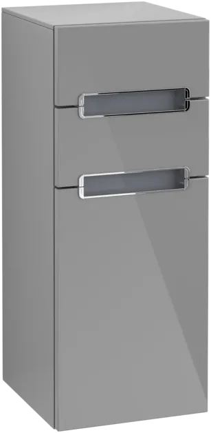 VILLEROY BOCH Boční skříňka Subway 2.0, 1 dvířka, 2 zásuvky, 356 x 857 x 370 mm, lesklá šedá / sklo bílé #A7121SFP