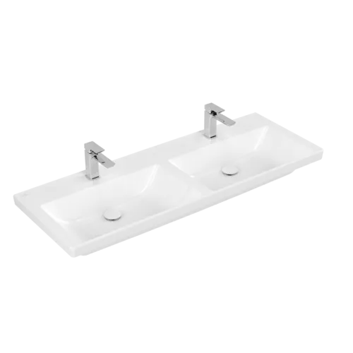 VILLEROY BOCH Skříňkové dvojumyvadlo Subway 3.0, 1300 x 475 x 165 mm, bílá alpská, bez přepadu #4A71D101