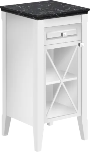 VILLEROY BOCH Boční skříňka Hommage, 1 dvířka, 1 zásuvka, 442 x 850 x 432 mm, bílý matný lak/černý mramor / bílý matný lak/černý mramor #89642001