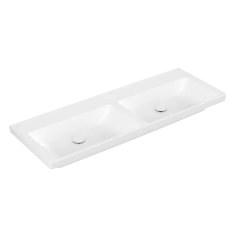 VILLEROY BOCH Dvojumyvadlo Subway 3.0 Cabinet, 1300 x 475 x 165 mm, Stone White CeramicPlus, bez přepadu #4A71D3RW