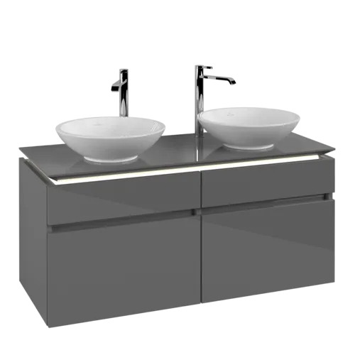 VILLEROY BOCH Legato toaletní skříňka, s osvětlením, 4 výsuvy, 1200 x 550 x 500 mm, lesklá šedá / lesklá šedá #B584L0FP