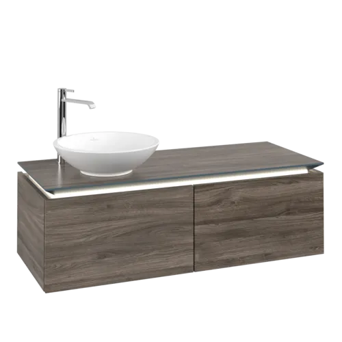 VILLEROY BOCH Legato toaletní skříňka, s osvětlením, 2 výsuvy, 1200 x 380 x 500 mm, Kamenný dub / Kamenný dub #B579L0RK