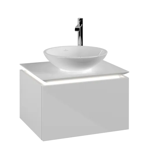 VILLEROY BOCH Legato toaletní skříňka, s osvětlením, 1 zásuvka, 600 x 380 x 500 mm, lesklá bílá / lesklá bílá #B567L0DH