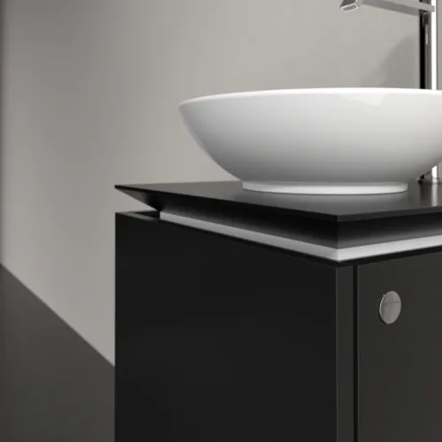 VILLEROY BOCH Legato toaletní skříňka, 1 zásuvka, 450 x 380 x 500 mm, černý matný lak / černý matný lak #B56500PD, obrázek 5