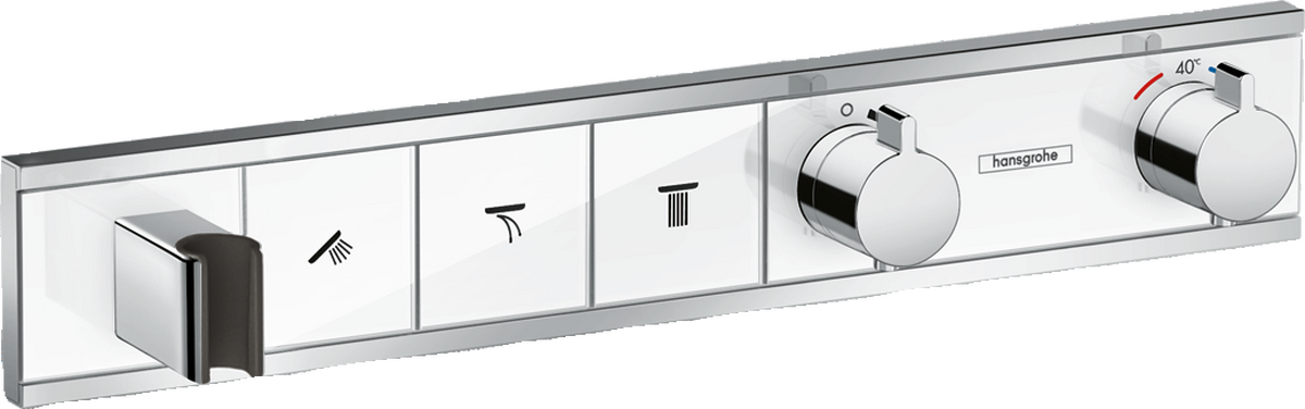HANSGROHE RainSelect Termostat pod omítku pro 3 spotřebiče se zabudovaným sprchovým držákem #15356400 - bílá/chrom