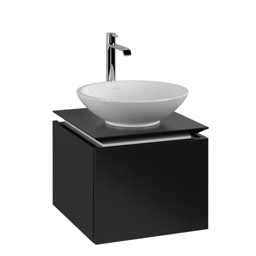 VILLEROY BOCH Legato toaletní skříňka, 1 zásuvka, 450 x 380 x 500 mm, černý matný lak / černý matný lak #B56500PD