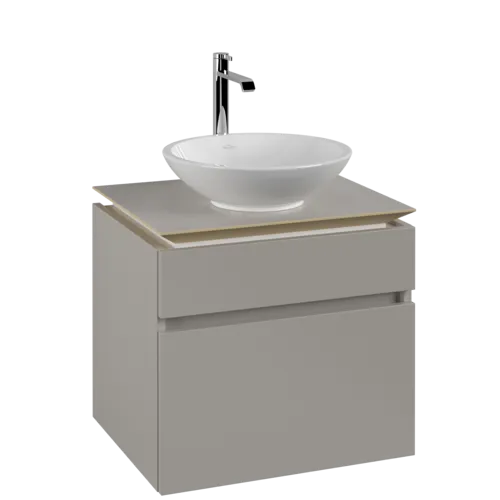 VILLEROY BOCH Legato toaletní skříňka, 2 výsuvy, 600 x 550 x 500 mm, Soft Grey / Soft Grey #B56800VK