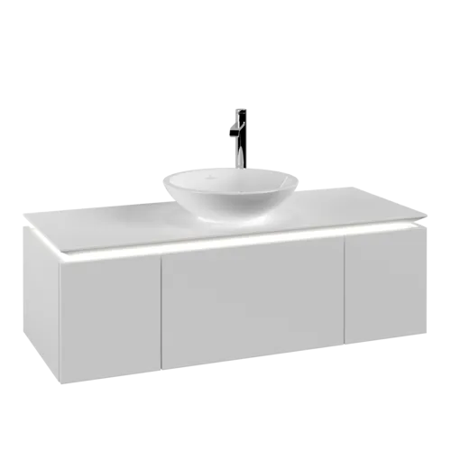 VILLEROY BOCH Legato toaletní skříňka, s osvětlením, 3 výsuvy, 1200 x 380 x 500 mm, bílá matná / bílá matná #B577L0MS