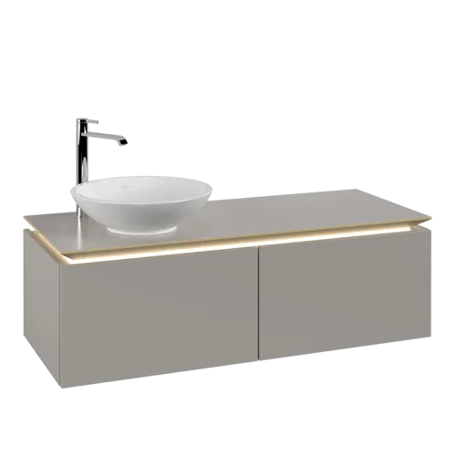 VILLEROY BOCH Legato toaletní skříňka, s osvětlením, 2 výsuvy, 1200 x 380 x 500 mm, Soft Grey / Soft Grey #B579L0VK