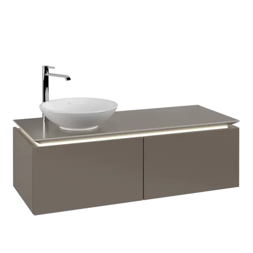 VILLEROY BOCH Legato toaletní skříňka, s osvětlením, 2 výsuvy, 1200 x 380 x 500 mm, Truffle Grey / Truffle Grey #B579L0VG