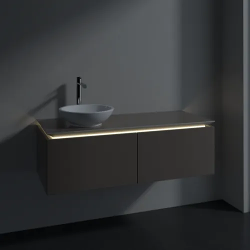 VILLEROY BOCH Legato toaletní skříňka, s osvětlením, 2 výsuvy, 1200 x 380 x 500 mm, Truffle Grey / Truffle Grey #B579L0VG, obrázek 3