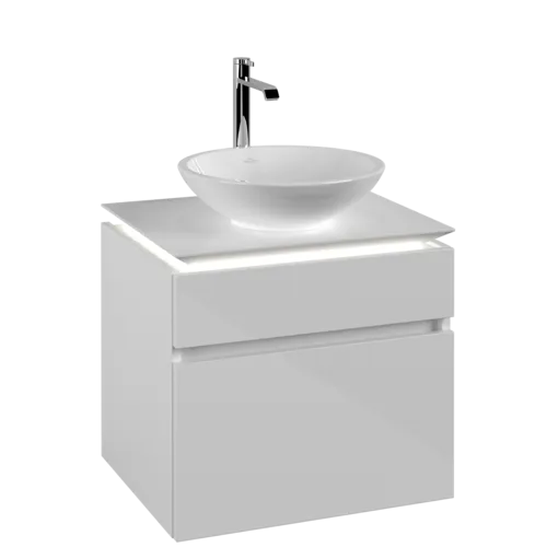 VILLEROY BOCH Legato toaletní skříňka, s osvětlením, 2 výsuvy, 600 x 550 x 500 mm, lesklá bílá / lesklá bílá #B568L0DH