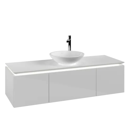 VILLEROY BOCH Legato toaletní skříňka, s osvětlením, 3 výsuvy, 1400 x 380 x 500 mm, lesklá bílá / lesklá bílá #B585L0DH