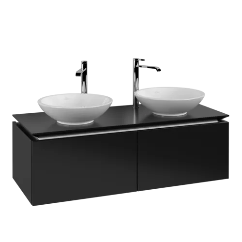 VILLEROY BOCH Legato toaletní skříňka, 2 výsuvy, 1200 x 380 x 500 mm, černý matný lak / černý matný lak #B58300PD