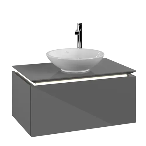 VILLEROY BOCH Legato toaletní skříňka, s osvětlením, 1 zásuvka, 800 x 380 x 500 mm, lesklá šedá / lesklá šedá #B569L0FP
