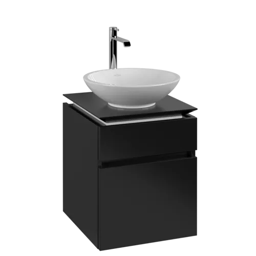 VILLEROY BOCH Legato toaletní skříňka, 2 výsuvy, 450 x 550 x 500 mm, černý matný lak / černý matný lak #B56600PD