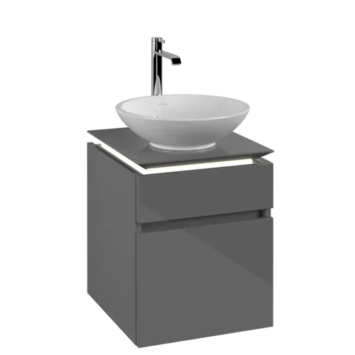 VILLEROY BOCH Legato toaletní skříňka, s osvětlením, 2 výsuvy, 450 x 550 x 500 mm, lesklá šedá / lesklá šedá #B566L0FP