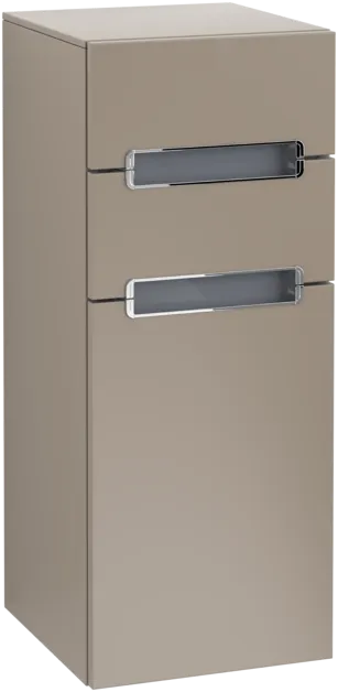 VILLEROY BOCH Boční skříňka Subway 2.0, 1 dvířka, 2 zásuvky, 356 x 857 x 370 mm, lanýžově šedá / skleněně bílá #A7131SVG