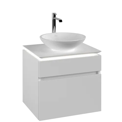 VILLEROY BOCH Legato toaletní skříňka, s osvětlením, 2 výsuvy, 600 x 550 x 500 mm, bílá matná / bílá matná #B568L0MS