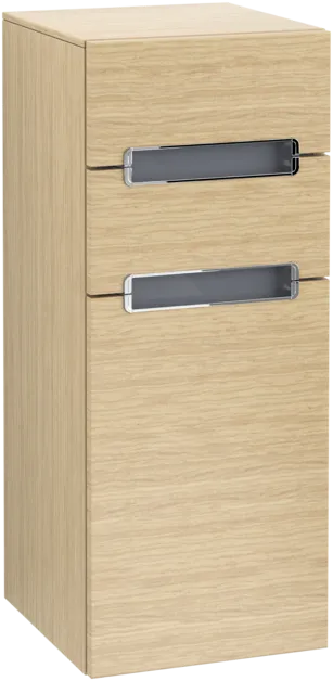 VILLEROY BOCH Boční skříňka Subway 2.0, 1 dvířka, 2 zásuvky, 356 x 857 x 370 mm, dub nordický / sklo bílé #A7131SVJ