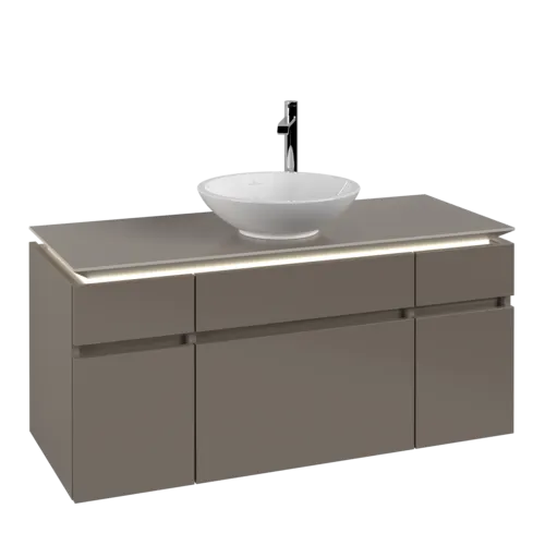VILLEROY BOCH Legato toaletní skříňka, s osvětlením, 5 výsuvů, 1200 x 550 x 500 mm, Truffle Grey / Truffle Grey #B578L0VG