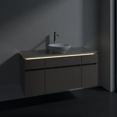 VILLEROY BOCH Legato toaletní skříňka, s osvětlením, 5 výsuvů, 1200 x 550 x 500 mm, Truffle Grey / Truffle Grey #B578L0VG, obrázek 3