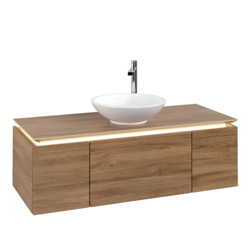 VILLEROY BOCH Legato toaletní skříňka, s osvětlením, 3 výsuvy, 1200 x 380 x 500 mm, dub Kansas / dub Kansas #B577L0RH