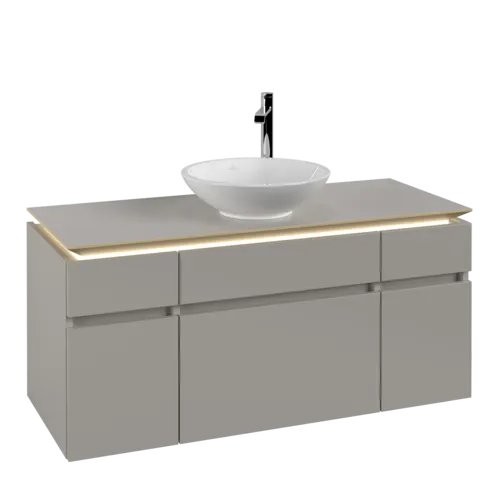 VILLEROY BOCH Legato toaletní skříňka, s osvětlením, 5 výsuvů, 1200 x 550 x 500 mm, Soft Grey / Soft Grey #B578L0VK