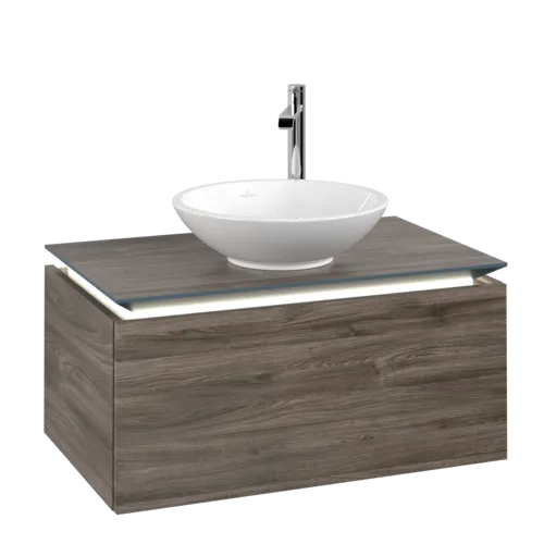 VILLEROY BOCH Legato toaletní skříňka, s osvětlením, 1 zásuvka, 800 x 380 x 500 mm, Kamenný dub / Kamenný dub #B569L0RK