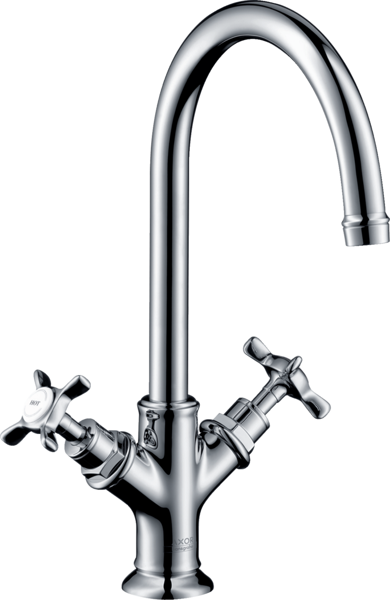 HANSGROHE AXOR Montreux Umyvadlová baterie se se dvěma ovládacími prvky 210 s rukojeťmi ve tvaru kříže a odtokovou soupravou #16506000 - chrom