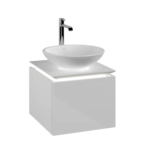 VILLEROY BOCH Legato toaletní skříňka, s osvětlením, 1 zásuvka, 450 x 380 x 500 mm, lesklá bílá / lesklá bílá #B565L0DH