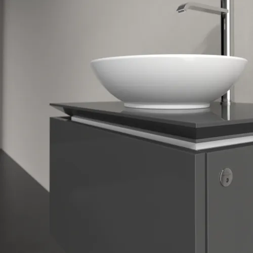 VILLEROY BOCH Legato toaletní skříňka, s osvětlením, 1 zásuvka, 600 x 380 x 500 mm, lesklá šedá / lesklá šedá #B567L0FP, obrázek 4
