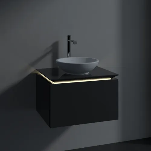 VILLEROY BOCH Legato toaletní skříňka, s osvětlením, 1 zásuvka, 600 x 380 x 500 mm, lesklá šedá / lesklá šedá #B567L0FP, obrázek 3