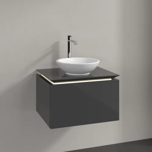 VILLEROY BOCH Legato toaletní skříňka, s osvětlením, 1 zásuvka, 600 x 380 x 500 mm, lesklá šedá / lesklá šedá #B567L0FP, obrázek 2
