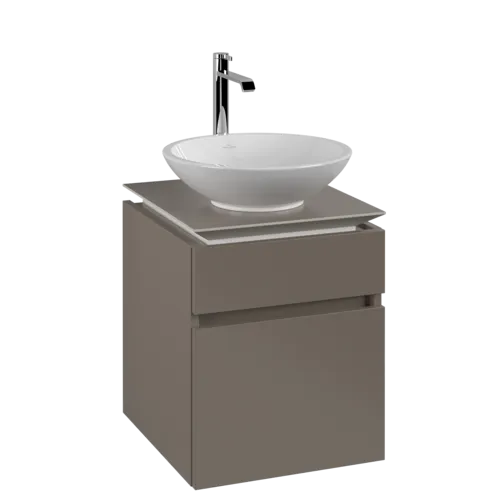 VILLEROY BOCH Legato toaletní skříňka, 2 výsuvy, 450 x 550 x 500 mm, Truffle Grey / Truffle Grey #B56600VG