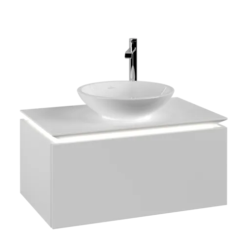 VILLEROY BOCH Legato toaletní skříňka, s osvětlením, 1 zásuvka, 800 x 380 x 500 mm, bílá matná / bílá matná #B569L0MS