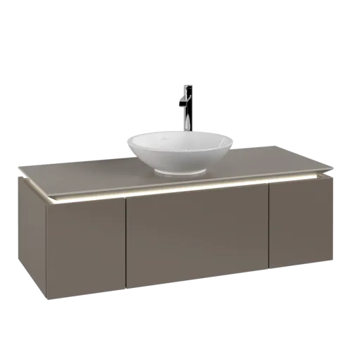 VILLEROY BOCH Legato toaletní skříňka, s osvětlením, 3 výsuvy, 1200 x 380 x 500 mm, Truffle Grey / Truffle Grey #B577L0VG