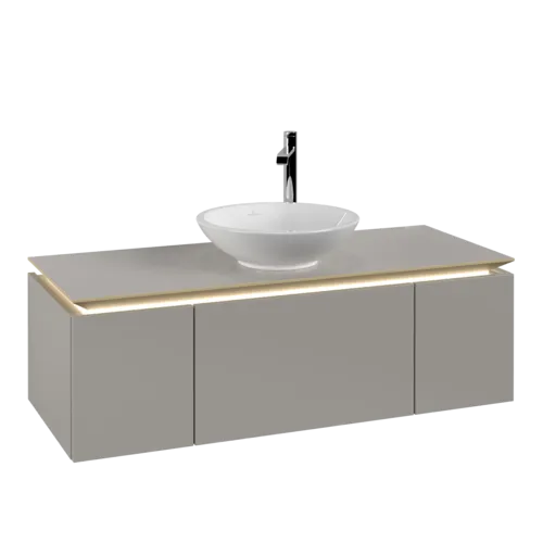 VILLEROY BOCH Legato toaletní skříňka, s osvětlením, 3 výsuvy, 1200 x 380 x 500 mm, Soft Grey / Soft Grey #B577L0VK