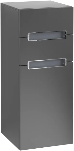 VILLEROY BOCH Boční skříňka Subway 2.0, 1 dvířka, 2 zásuvky, 356 x 857 x 370 mm, černý matný lak / bílé sklo #A7131SPD
