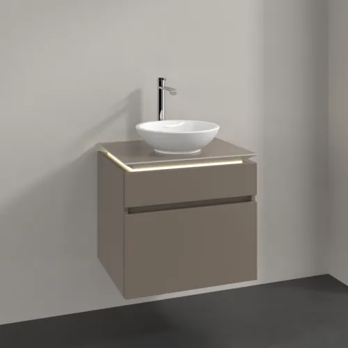 VILLEROY BOCH Legato toaletní skříňka, s osvětlením, 2 výsuvy, 600 x 550 x 500 mm, Truffle Grey / Truffle Grey #B568L0VG, obrázek 2