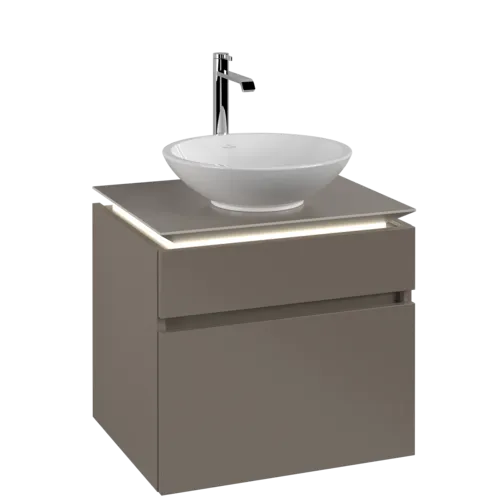 VILLEROY BOCH Legato toaletní skříňka, s osvětlením, 2 výsuvy, 600 x 550 x 500 mm, Truffle Grey / Truffle Grey #B568L0VG