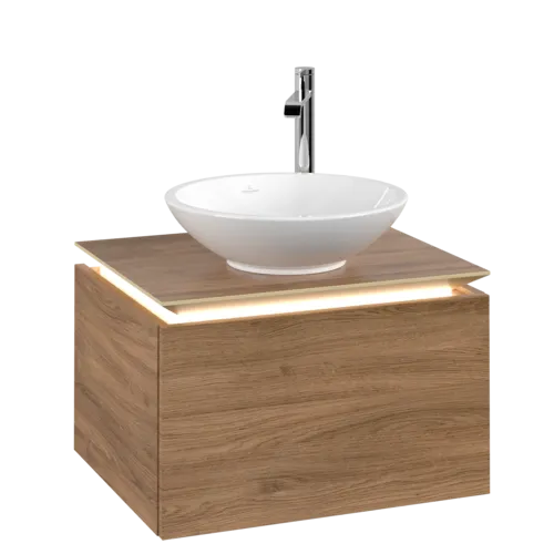 VILLEROY BOCH Legato toaletní skříňka, s osvětlením, 1 zásuvka, 600 x 380 x 500 mm, dub Kansas / dub Kansas #B567L0RH