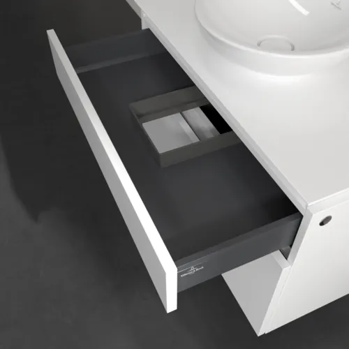 VILLEROY BOCH Legato toaletní skříňka, 2 výsuvy, 800 x 550 x 500 mm, bílá matná / bílá matná #B57000MS, obrázek 7